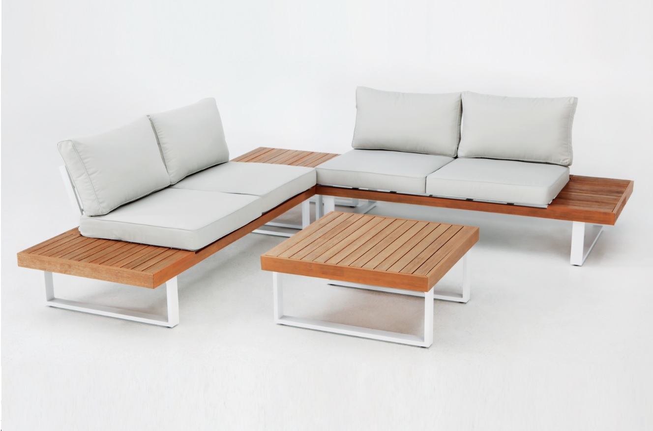 Set Tunez madera aluminio blanco