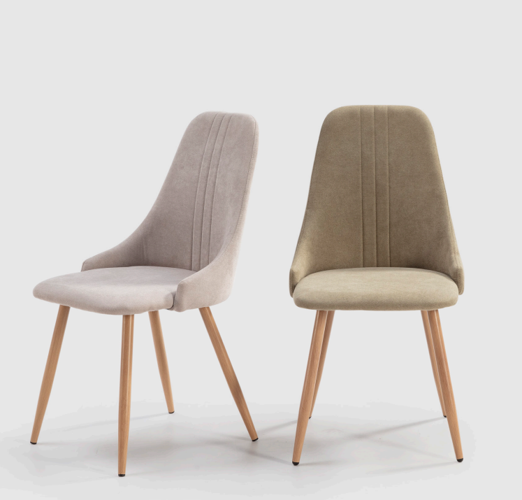 Silla Seul tela beige pata madera