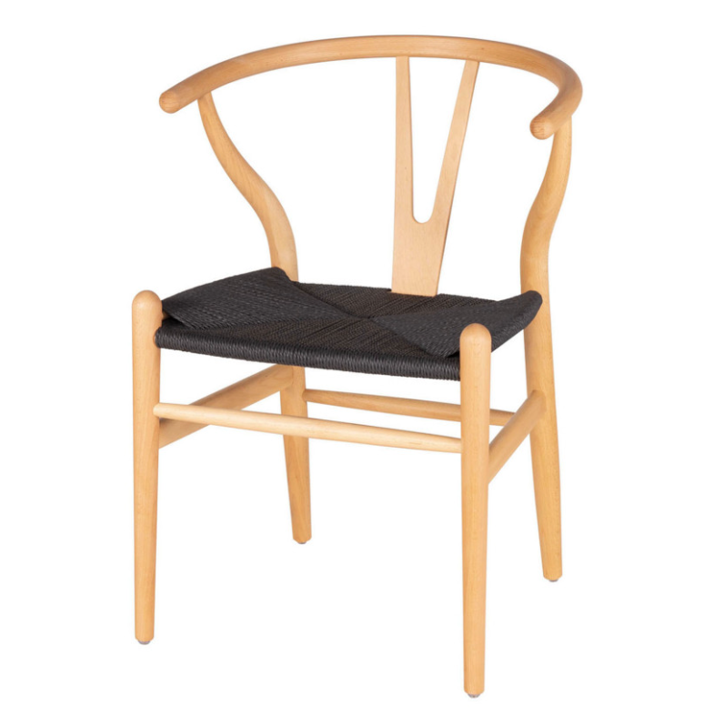 Silla Ada de madera natural y asiento negro