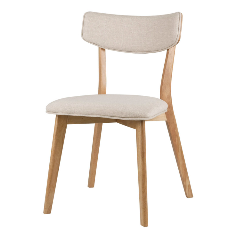 Silla Anais madera roble tela beige