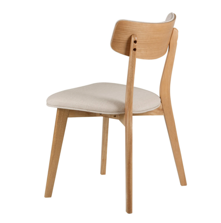 Silla Anais madera roble tela beige