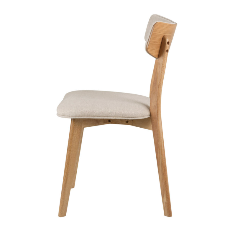 Silla Anais madera roble tela beige