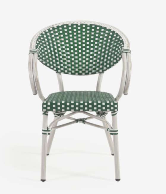 Silla con brazos bistro Arles new ratan verde