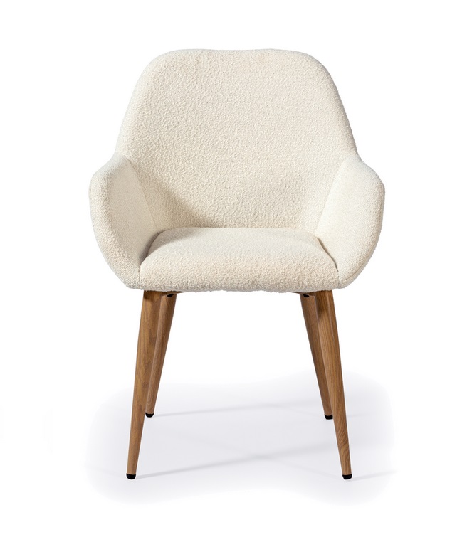 Silla tela borreguito blanco patas roble DC-623