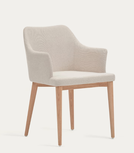 Silla Nau nordica brazos chenilla beige