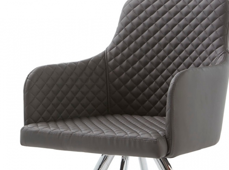 Silla giratoria con brazos polipiel gris DC-112