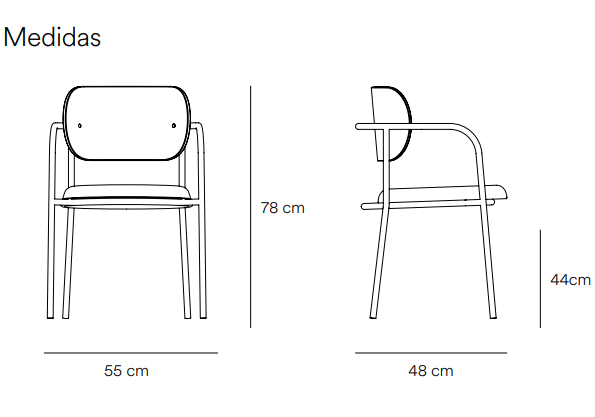 Silla Eclipse madera en negro y tela gris