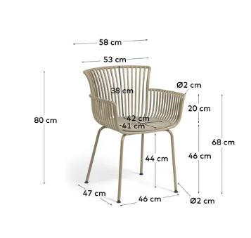 Silla de exterior Etam polipropileno y acero beige