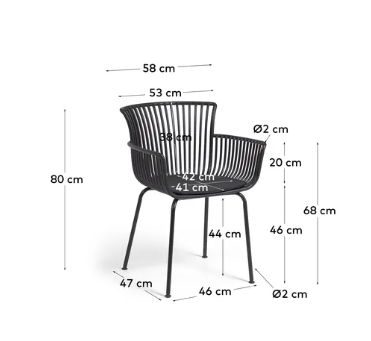 Silla de exterior Etam polipropileno y acero negro