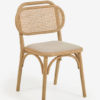 Silla Mareti madera maciza de roble natural y asiento de tela