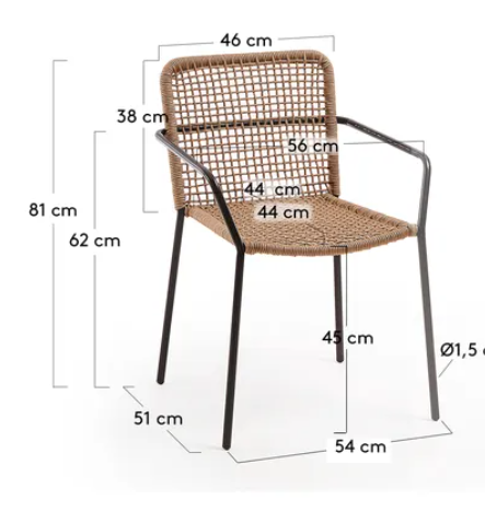 Silla Michel beige cuerda y acero galvanizado