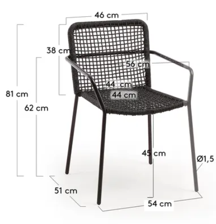 Silla Michel negro cuerda y acero galvanizado