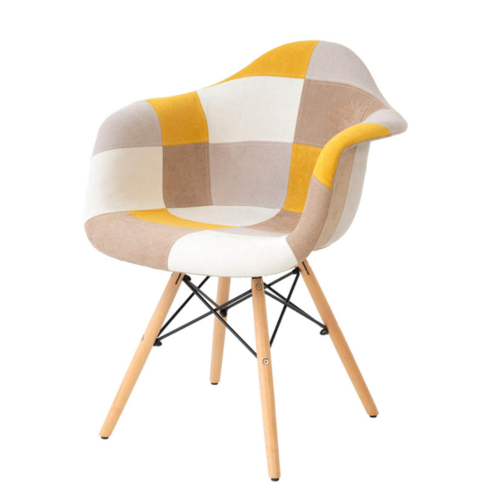 Silla patchwork tipo sillón Sofie mostaza