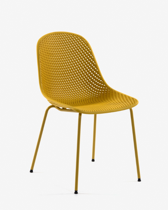 Silla Queen polipropileno y acero amarillo