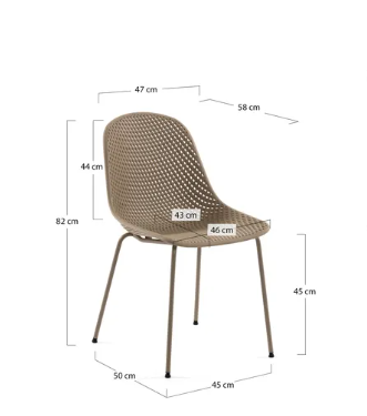 Silla Queen polipropileno y acero beige