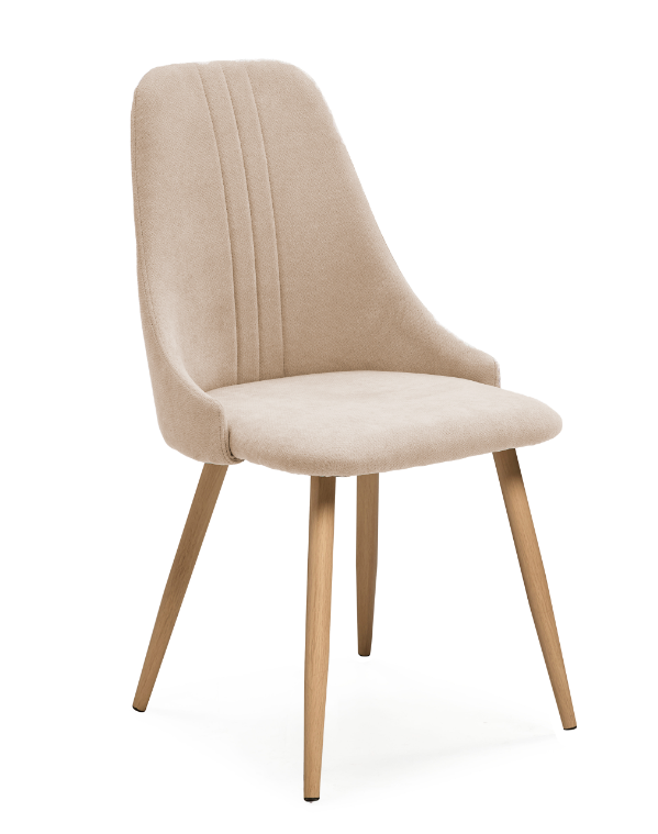 Silla Seul tela beige pata madera