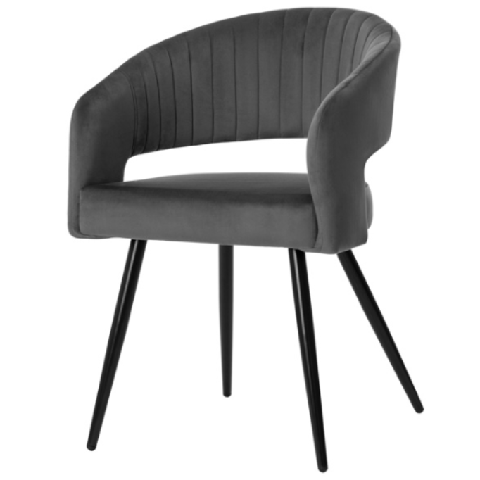 Silla terciopelo Zaira gris oscuro