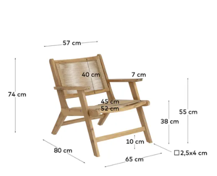 Sillón Greta maciza acacia natural