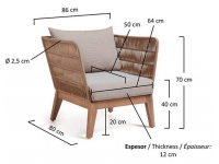 Sofa terraza 1 plaza acacia cuerda Tango