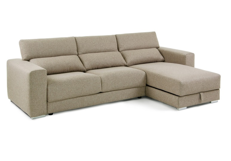 Sofa binari deslizante 3 plazas chaise longue tela beige