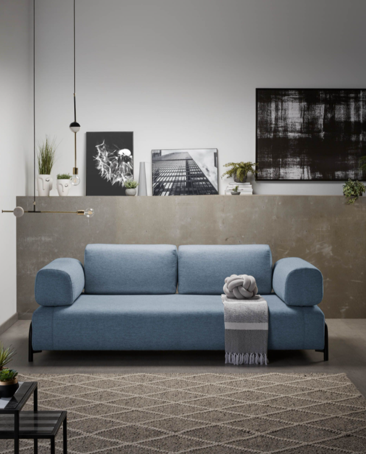 Sofa Damini 3 plazas azul 232cm