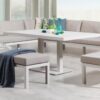 Set Miami sofa terraza aluminio blanco con mesa de comedor