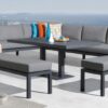 Set nasau sofa terraza aluminio gris antracita con mesa de comedor