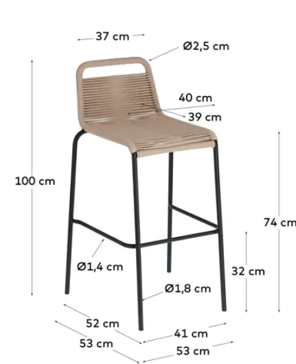 Taburete alto Calma de cuerda beige