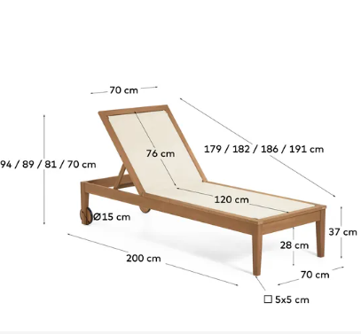 Tumbona de exterior Santorini madera y textilene beige