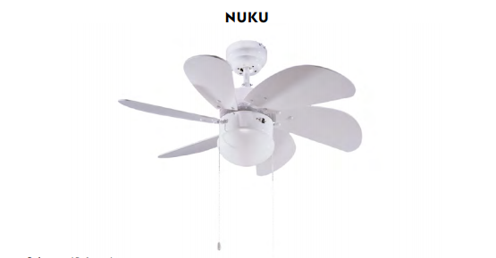 Ventilador de techo con luz Nuku blanco