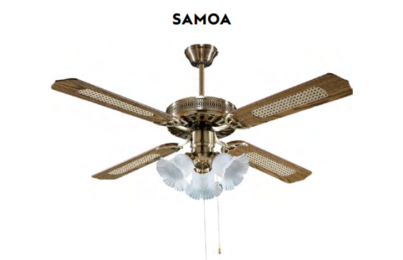 Ventilador de techo con luz Samoa madera roble