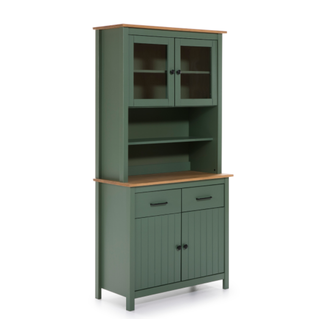 Mueble vitrina Miranda madera verde 90 cm