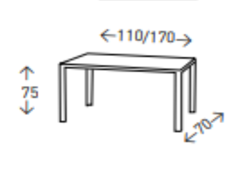 Mesa comedor extensible mod. Úbeda 110-170x70x75cm