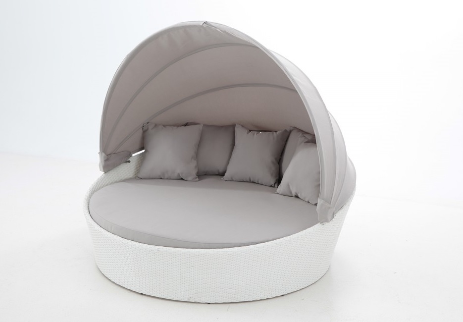 Cama lounge rattan blanco albi