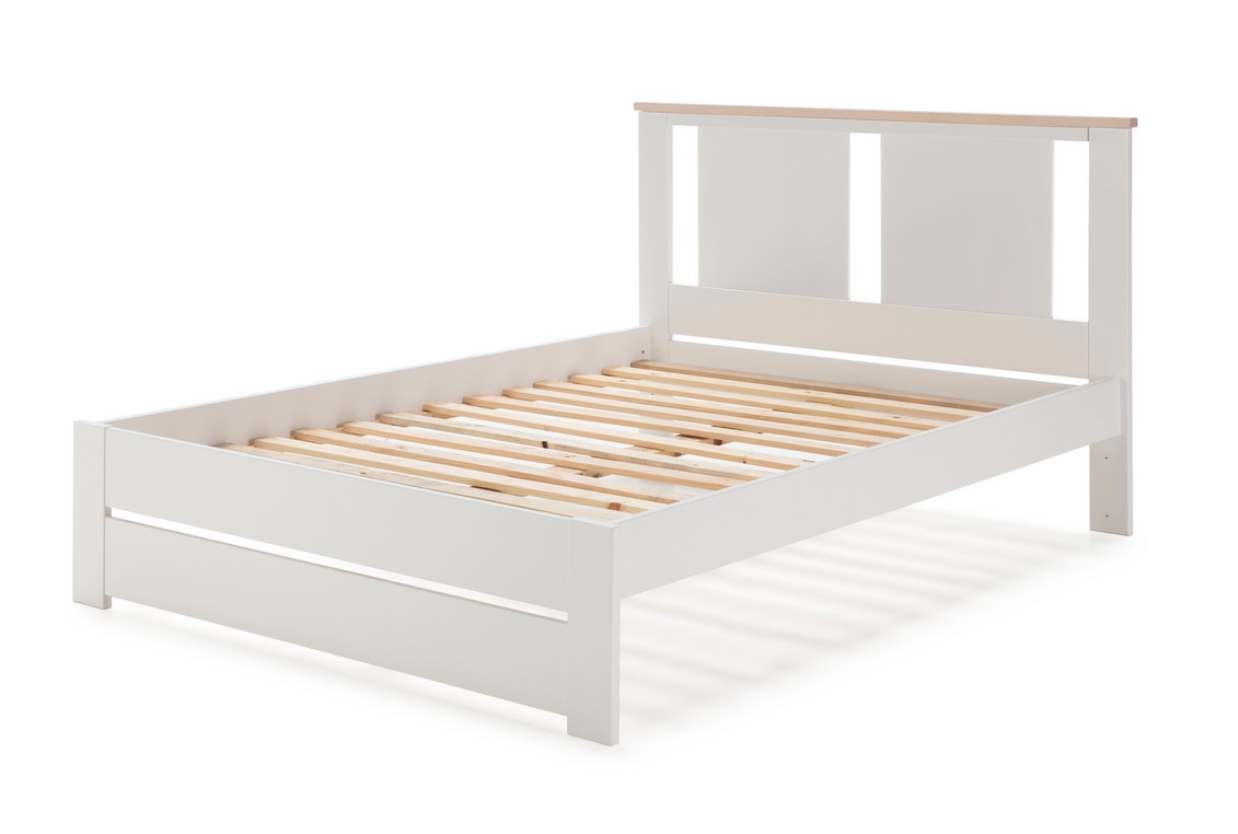 Cama madera Enara blanco con somier 140x190 cm