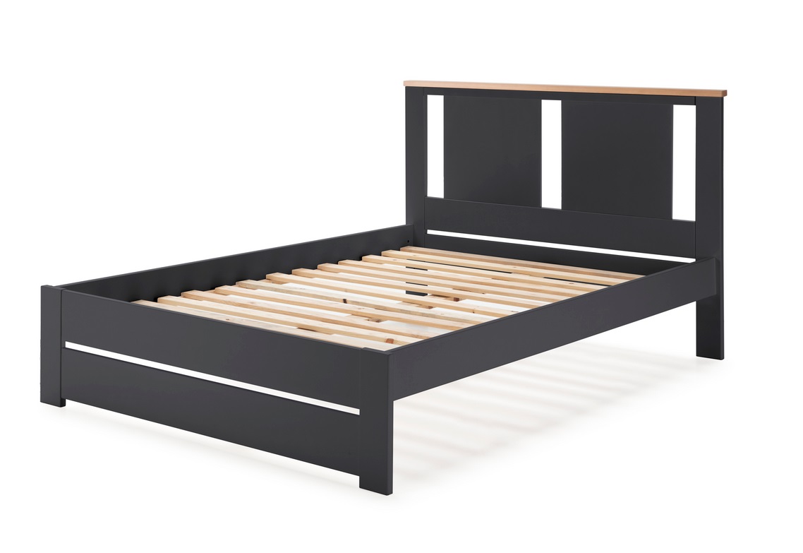 Cama madera Enara antracita con somier 140x190 cm