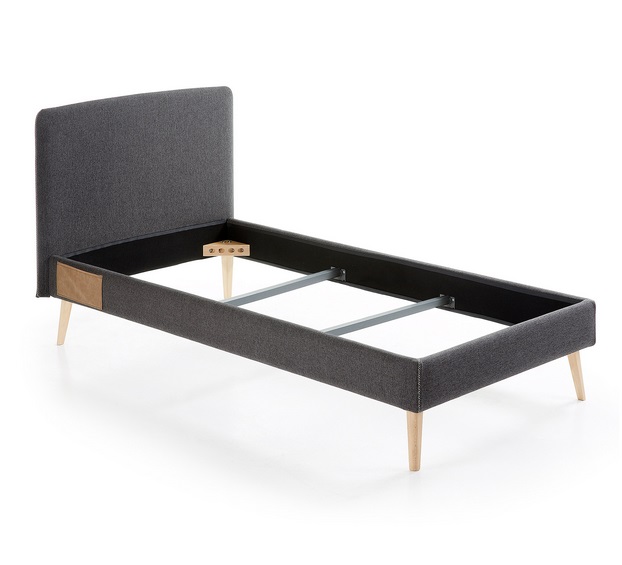 Cama nordica pocket tela gris oscuro 190x90