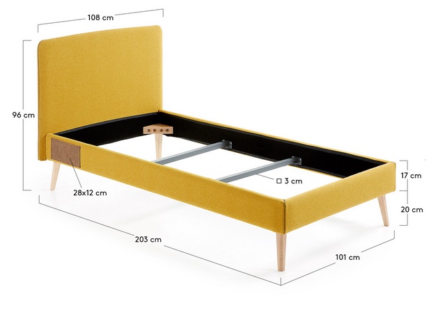 Cama nordica pocket tela mostaza 190x90