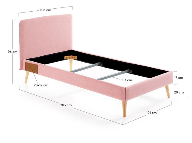 Cama nordica pocket tela rosa 190x90