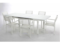 Mesa terraza extensible aluminio blanco Taha 170-220x100