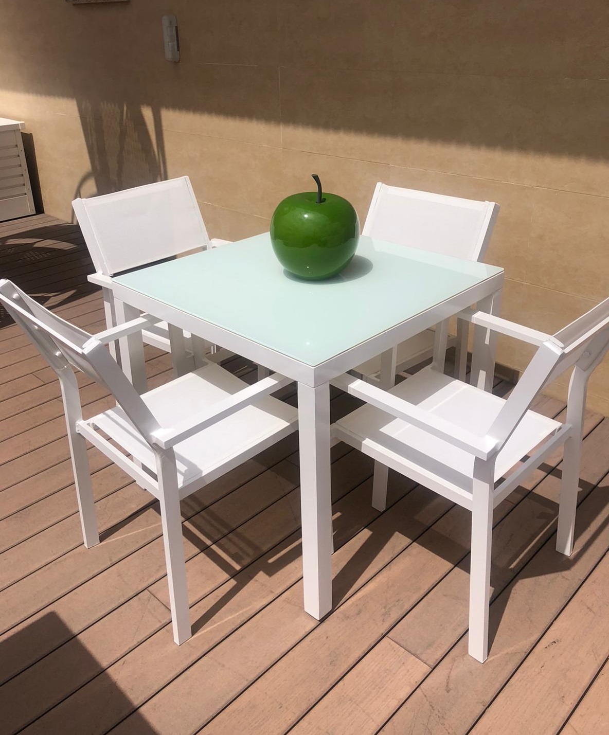 Conjunto terraza Taha aluminio textilene blanco