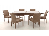 Mesa extensible de rattan crema Kity