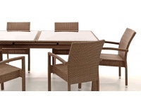 Mesa extensible de rattan crema Kity