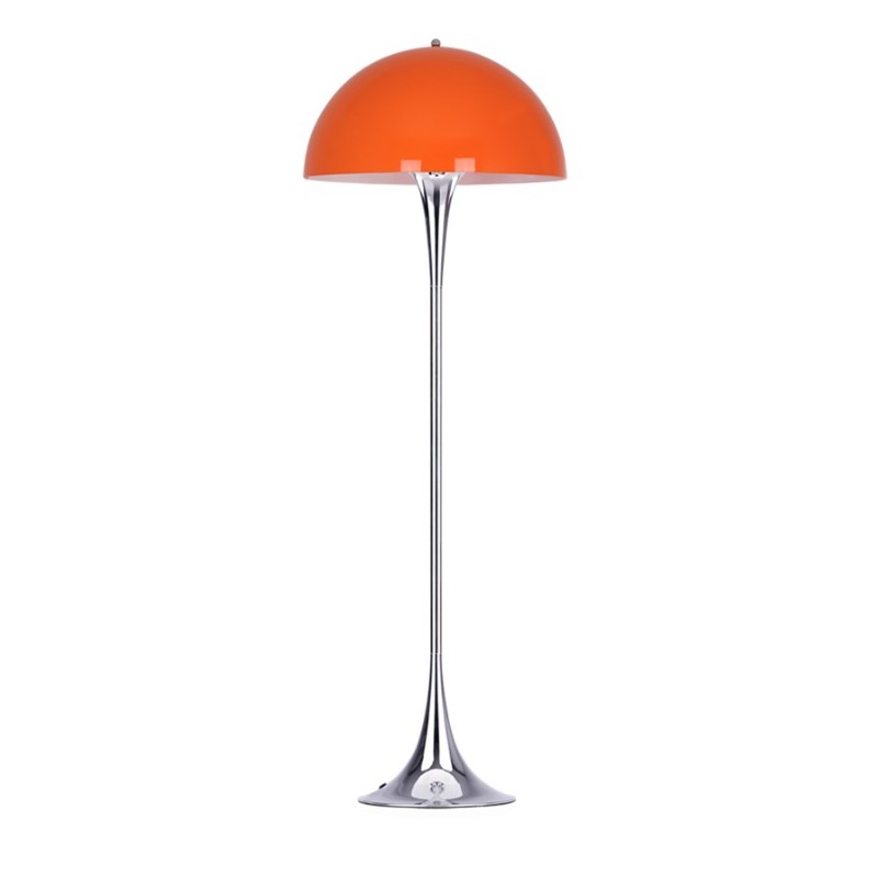 Lampara de pie Vera metal cromada pantalla naranja