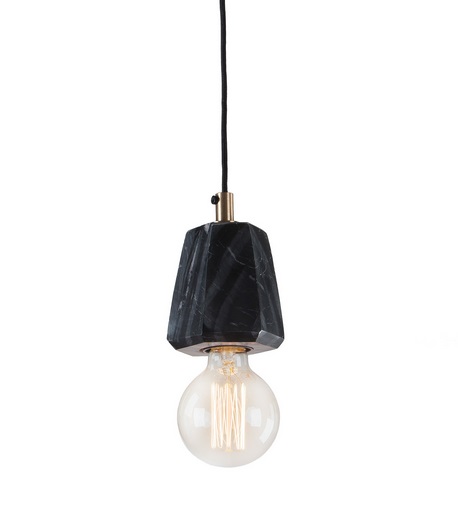 Lampara suspension marmol prisma negro 12