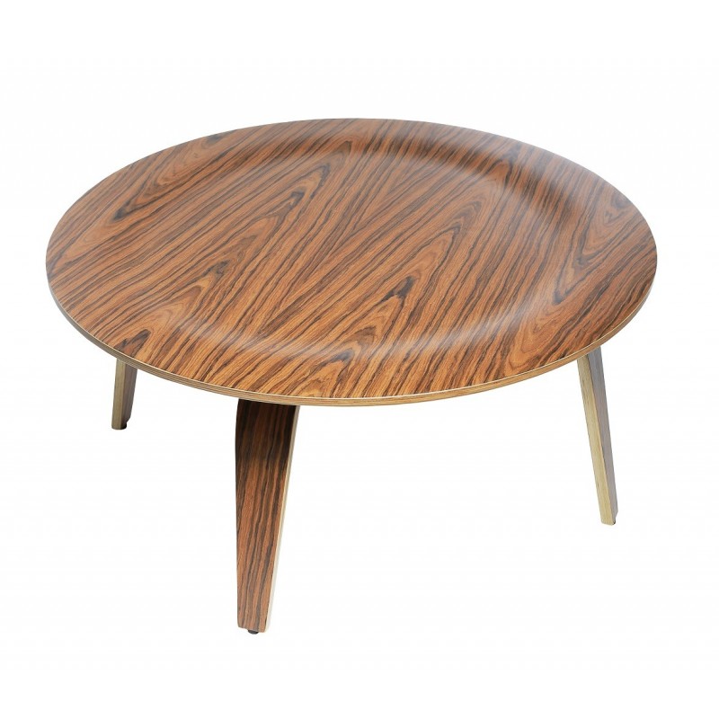 Mesa auxiliar redonda madera curvada palo rosa 87cm