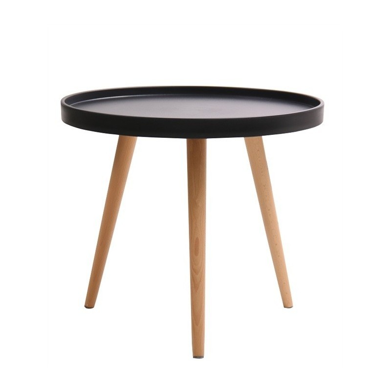 Mesa auxiliar nordica madera de haya negro 50cm