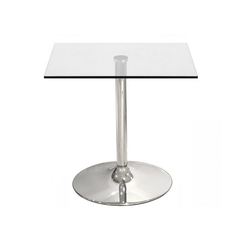 Mesa cuadrada cristal cromado 60cm