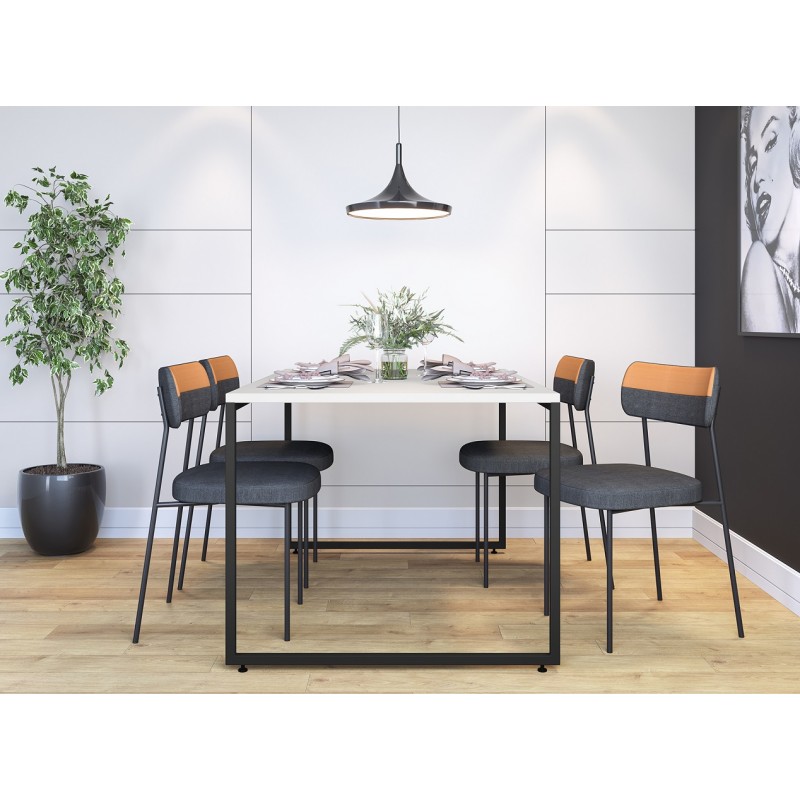 Mesa comedor Oporto metal negro y blanco 135x90cm