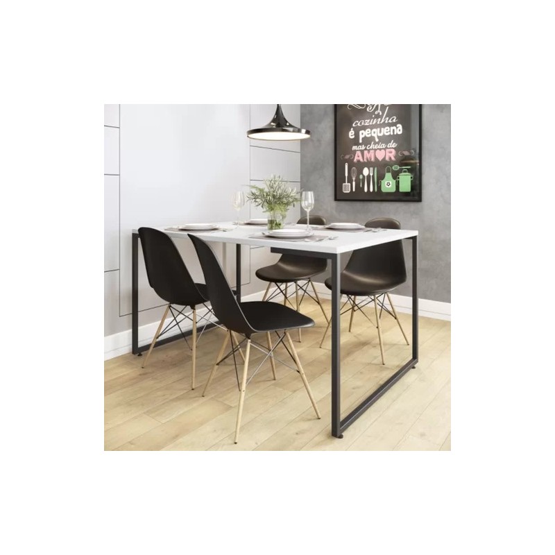 Mesa comedor Oporto metal negro y blanco 135x90cm